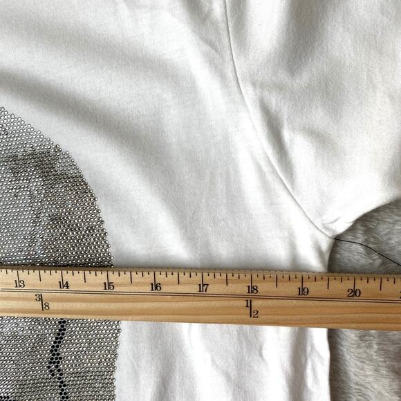 Rush Couture Rhinestone Skull Men Tee Bling T-shirt Size M White Grunge Goth USA - Picture 7 of 8